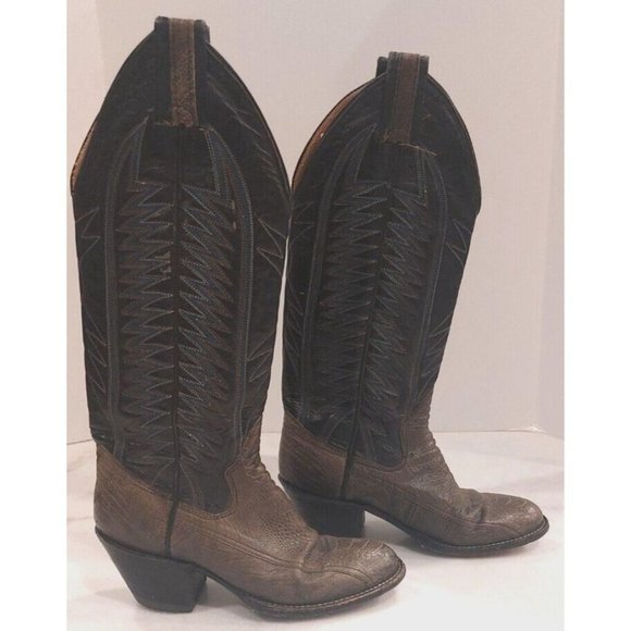 Rare Sanders Gray Ostrich Leg Leather Cowboy Western Boots Women's Size 5B - Picture 5 of 11